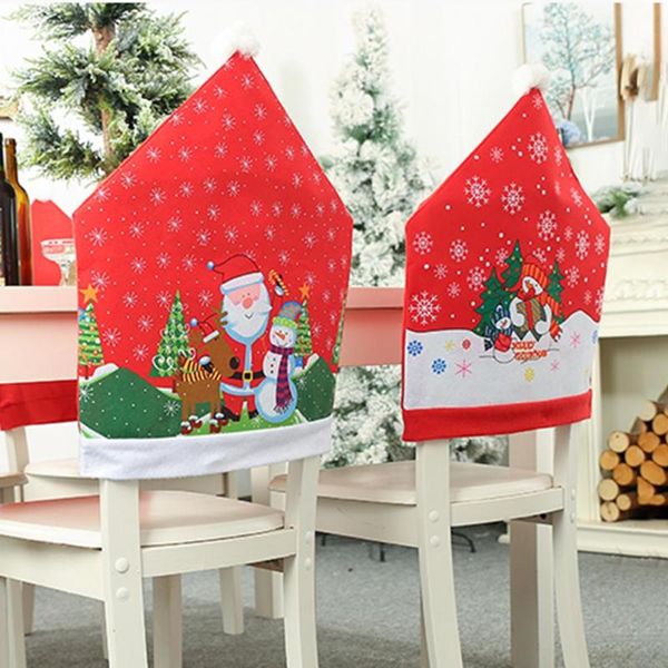 

snowman chair back cover christmas santa claus three-dimensional nonwoven chair seat covers for household suppies