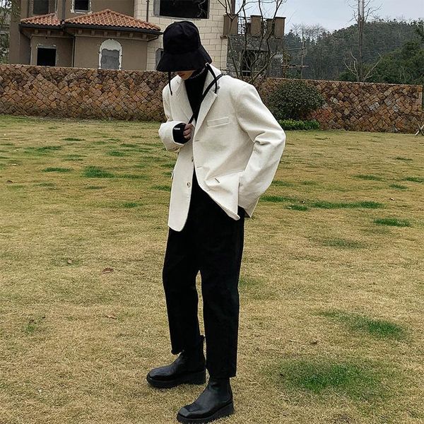 

men's suits & blazers 2021 fashion personality blazer masculino veste homme costume cotton preppy style gothic single breasted 1, White;black