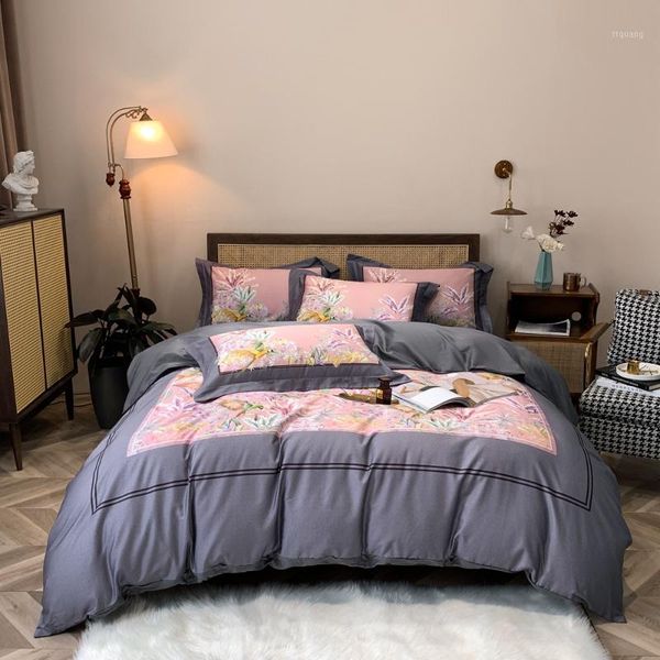 

luxury egptian cotton covers pastoral duvet cover  king size bed set1