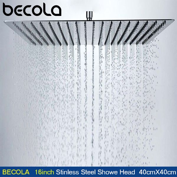 BECOLA 16Inch 40cmX40cm soffioni doccia ultrasottili quadrati in acciaio inossidabile Soffione doccia a pioggia quadrato per bagno CP-1616 Y200109