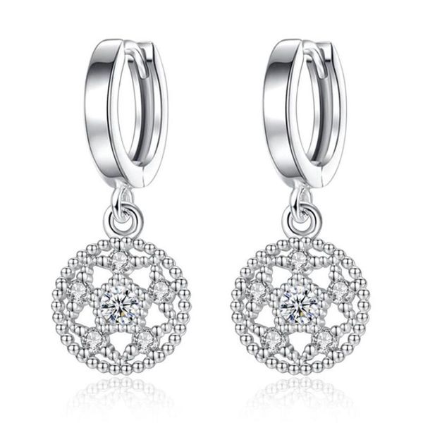

fashion disc zircon hoop earrings, Golden;silver