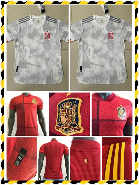 

испания игрок версия футбол джерси 2020 # 7 morata # 10 thiago home youse рубашка мужская рубашка # 16 родриго isco игрок футбольная форма, Black;yellow
