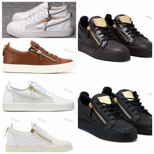 

new fashion metal zipper flats shoes men women metal iron sheets genuine leather sneakers size 35-47, Black;red
