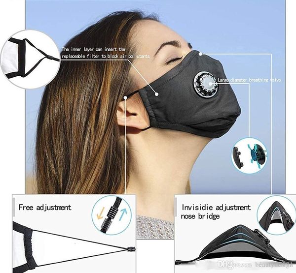 

masks reusable cotton designer face selling breath valve pm2.5 mouth anti-dust fabric washable mask with filt