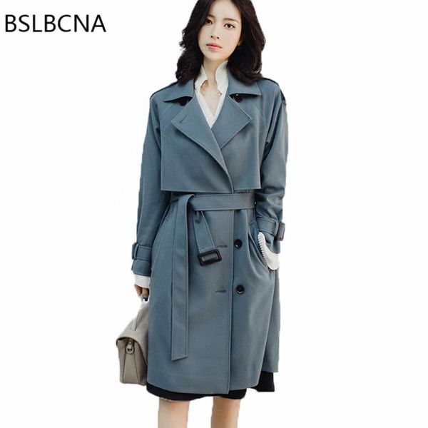 

women's trench coats windbreaker female medium length korean 2021 autumn clothes elegant office lady bodycon double breasted coat woman, Tan;black