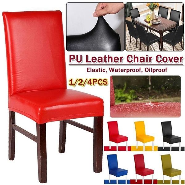 

chair covers universal waterproof cover pu leather dining seat home restaurant el protector 1/2/4pcs1