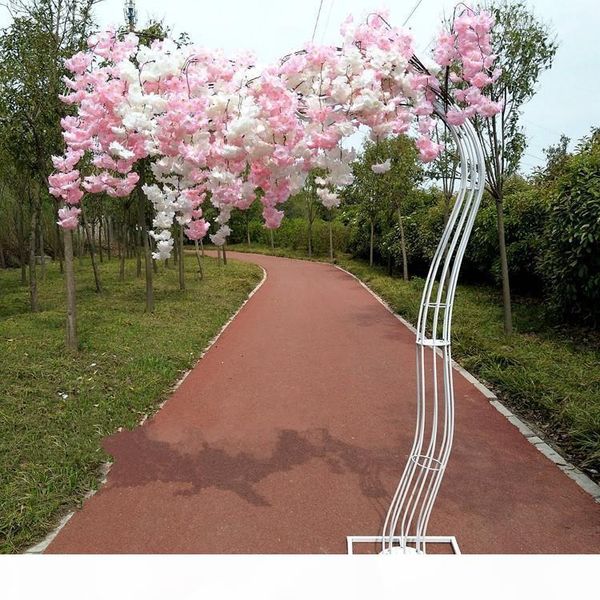 

2.6m height white artificial cherry blossom tree road lead simulation cherry flower with iron arch frame for wedding party props