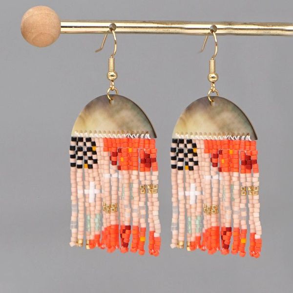 

go2boho miyuki earring for women jewellery boho pendientes friendship gift jewelry femme bohemian tassel drop earrings handmade, Silver