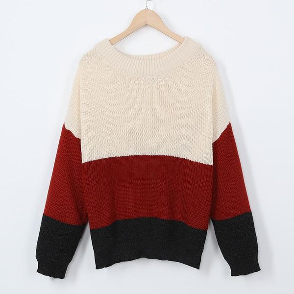 

party dresses o neck long sleeve women sweaters 2021 autumn winter feminine striped sweater contrast color chic short pull1, White;black
