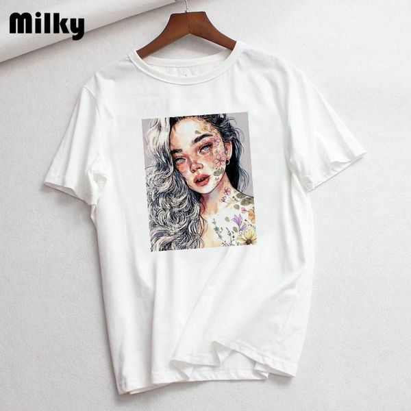 

sweet cartoon girl t-shirt women y2k aesthetic gothic short sleeve oversized t-shirt korean style fashion femme tees1, White