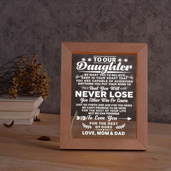 

mom and dad to my daughter led wooden frame personalized text picture p frame graduation birthday present, Pink;blue