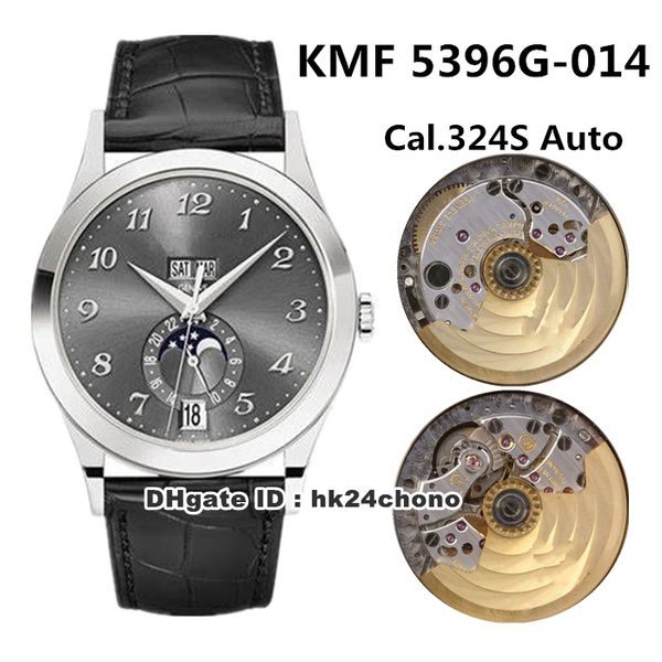

kmf 5396g-014 complications annual calendar 38mm cal.324 s automatic mens watch gray dial leather strap gents watches, Slivery;brown