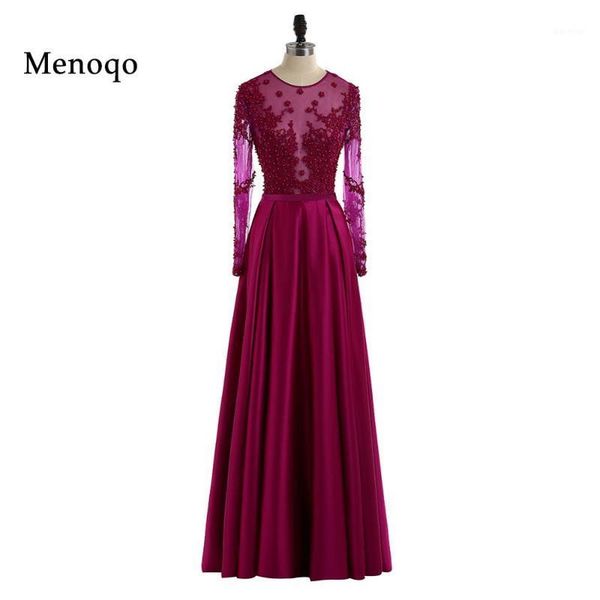 

71032w premios goya evening dresses a line sheer crew neckline illusion long sleeve applique beaded prom dresses gowns1, White;black