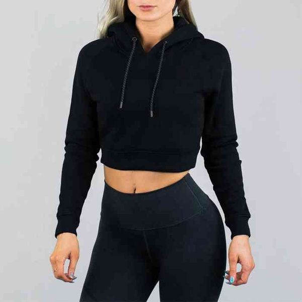 

wholesale new design custom women's fashion fitness gym sports women hoodies running sportswear hoodies, Black