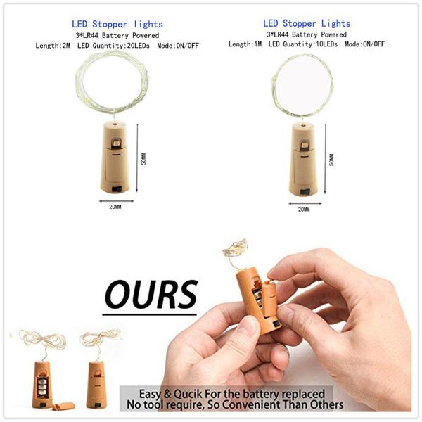 

батарея приведено бутылки свет гирлянда вина с пробкой 2м 20 led медного провода красочный фея свет строка для партии свадьба декор кпт wmtc