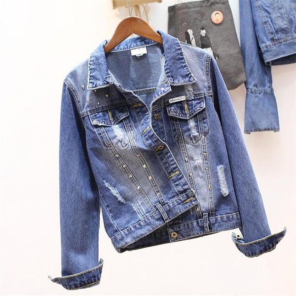 

women's jackets slim jeans jacket women fashion rivet punk sherpa 2021 spring classic basic denim cool streetwear short jackets1, Black;brown