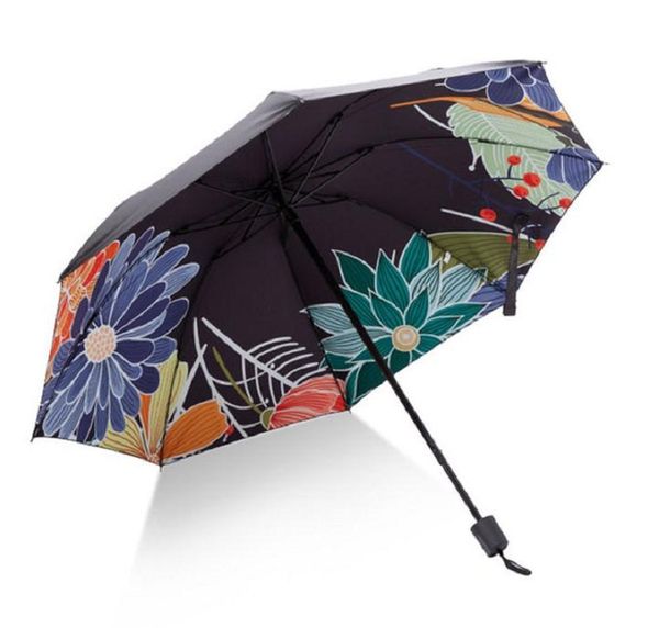 

новая мода высокого качество цветов umbrella раина женщин уф складной зонтик для женщин ветрозащитный подвески зонтики