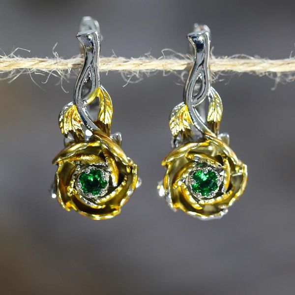 

элегантные серьги с золотыми цветами для женщин зеленый циркон гонкос серьги мода ювелирные изделия женские серьги серьги аксессуары d5d444, Silver