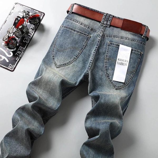 

2021 Spring Autumn Men Business Jeans Classic Spring Autumn Male Skinny Straight Stretch Brand Denim Pants Slim Fit Trousers, Blue