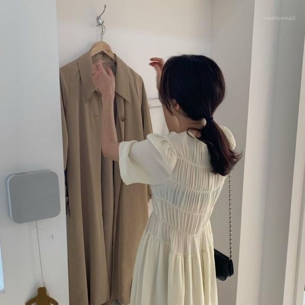

casual dresses wome summer chiffon long dress elegant short sleeve draped solid color high waist korean style chic ulzzang causal beach vest, Black;gray