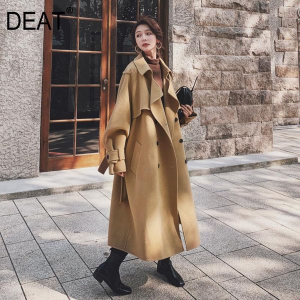 

deat] woolen coat women solid camel over size loose long high street elegant thick wild slim 2020 new autumn winter tide tu1831, Black