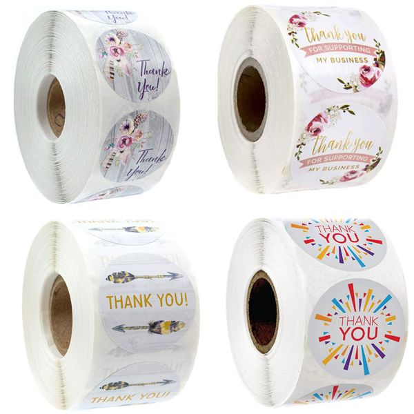 

500pcs 1inch thank you handmade paper flower sealing label wedding birthday party gift box decoration adhesive stickers