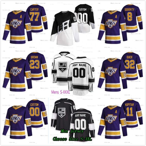 

2020-21 reverse retro jonathan quick jersey youth la kings dustin brown drew doughty anze kopitar jeff carter quinton byfield trevor moor, Black;red