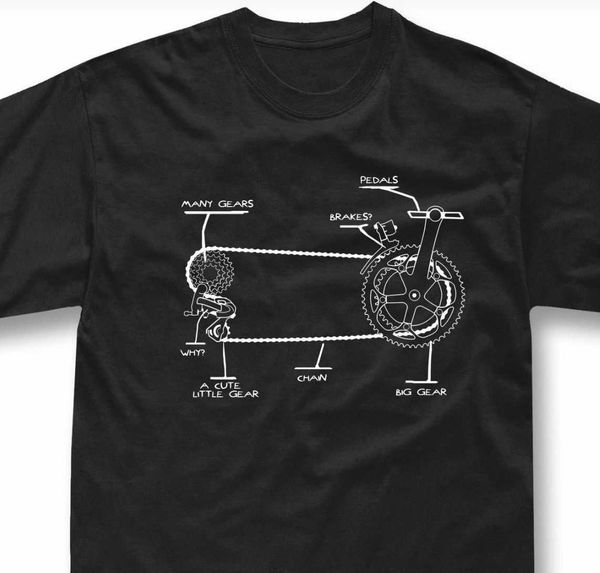 

fun summer bicycle chain gear shifting men's t-shirt gift, White;black