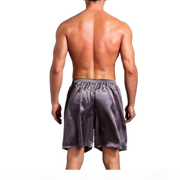 

casual loose men's satin silk pijama shorts summer sleepwear soft boxer underwear pajama nightwear underpants pyjama homme, Black;brown