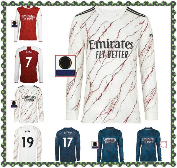 

20 21 арсен с длинным рукавом футбол для футбола home 2020 2021 ceballos saliba martinelli pepe home out третьим вратаря футболки, Black;yellow