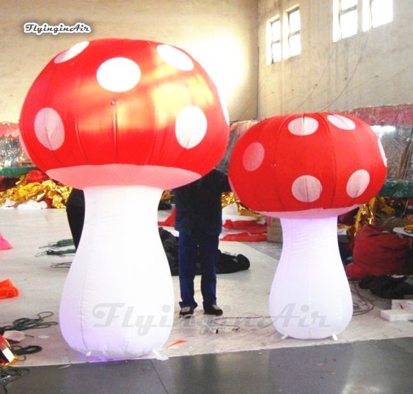 Kişiselleştirilmiş Aydınlatma Şişme Mantar Çoğaltma Balon LED Bitki Modeli Kırmızı Blow Up Mantar Gece Kulübü Parti Dekorasyon Için