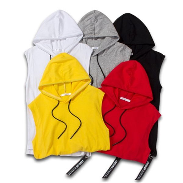 

mens sell 5 solid colors vest sweatshirts casual sport hooded sweater summer breathable male clothing, Black