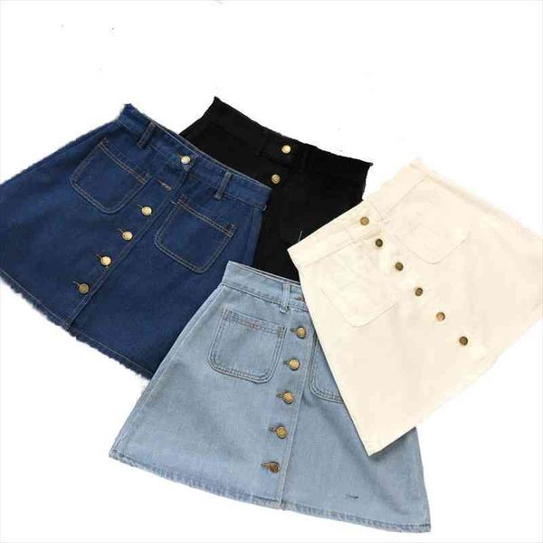 

spring summer trf womens aline jeans short denim mini skirt button off double pockets harajuku y2k falda skirts, Black