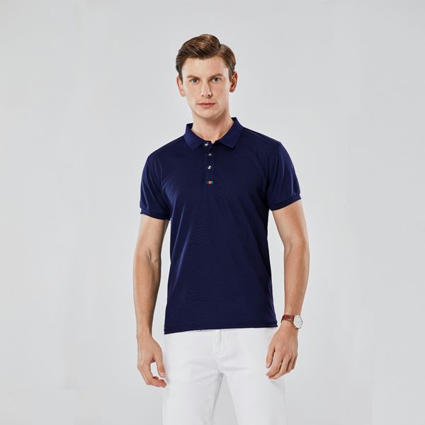

summer men's color solid lapel casual business polo shirt slim ss-209a, White;black