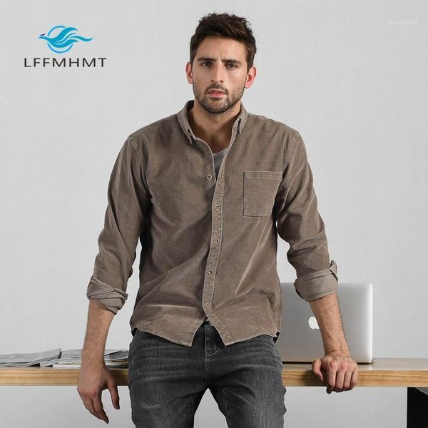 

men spring autumn fashion brand british style vintage solid color corduroy long sleeve shirt male casual business shirt cloth1, White;black