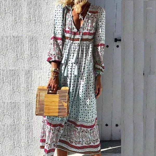 

summer boho beach dress ladies summer three quarter sleeve long kaftan sundress plus size 2019 new arrivals1, Black;gray