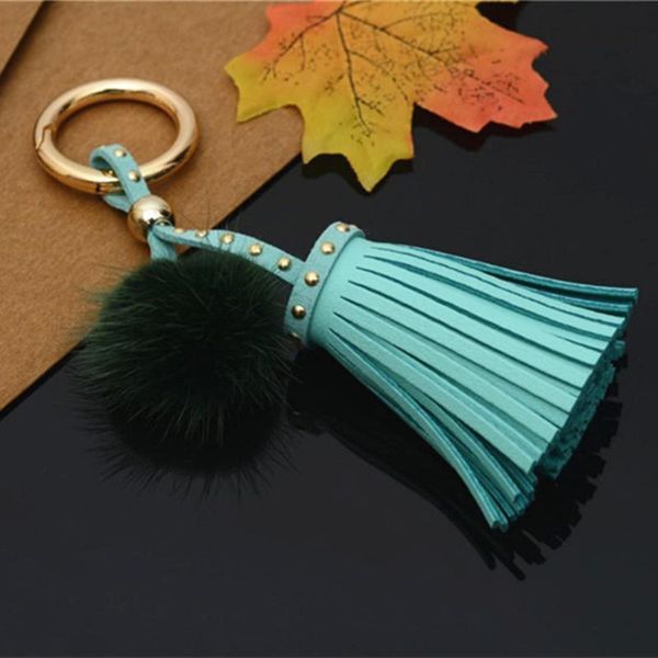 

1pc mink hair rivets tassel diy jewelry curtain garments decorative accessories key chain handbag cellphone pendant craft tassel h jllscz