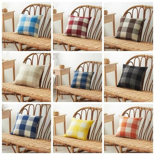 

fashion striped pillow case hold pillow plaid case candy color cotton pillowcases fashion sitting room sofa decoration