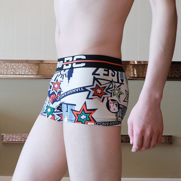 

3pieces/lot men underwear boxer shorts mens cotton camouflage printing soft home boxers trunk cartoon fashion boxer shorts underwear, Black;white