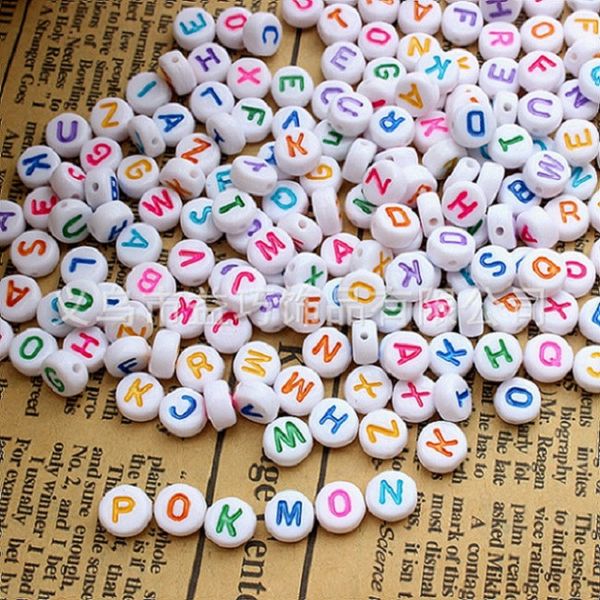 

100pcs kid diy necklace toy round mix color acrylic letter beads for jewelry making kid diy material loose beads, Red;brown