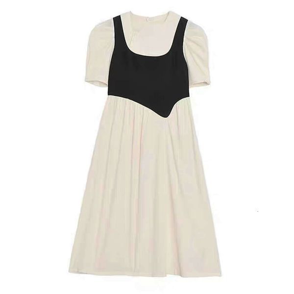 

2021 new spring and autumn fake design sense of two pieces big swing women's dress around the neck seven quarters simple xa3h, Black;gray