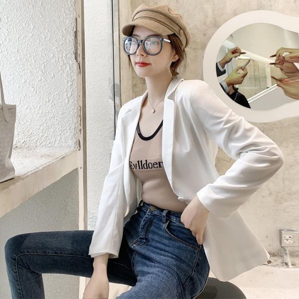 

s-5xl linen thin section suit female 2020 autumn new british style cotton and linen small suit large size coat1, Black;white