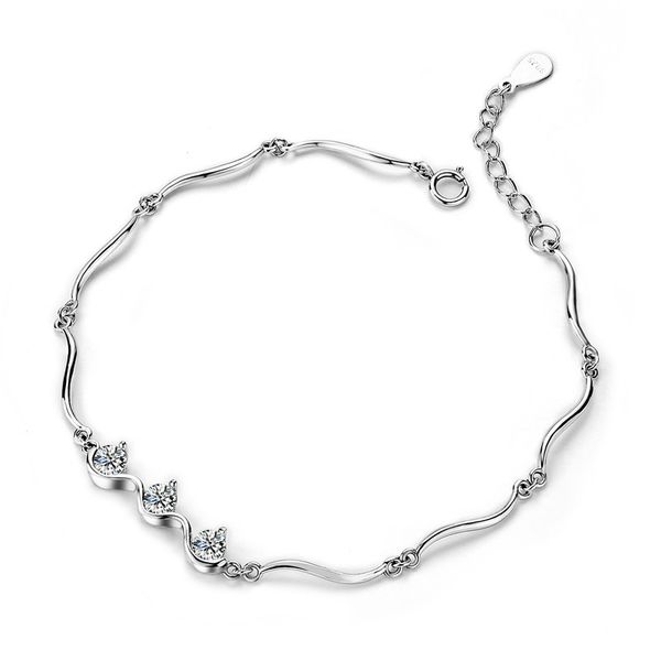 

2020 classic fashion original single women's sterling silver bracelet 8 hearts 8 arrows simple bracelet jewelry ing, Red;brown