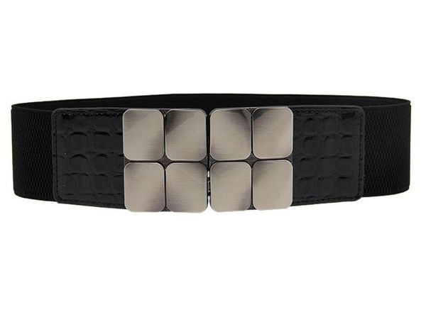 

новый дизайн талии ремни женщины мода леди твердые растягивающие широкие cummerbunds сплава пряжка платье украшение для женщин черный пояс s, Black;brown