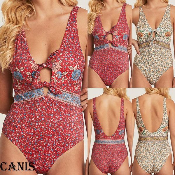 

women floral one piece swimsuit push-up padded bikini swimwear bathing suit1