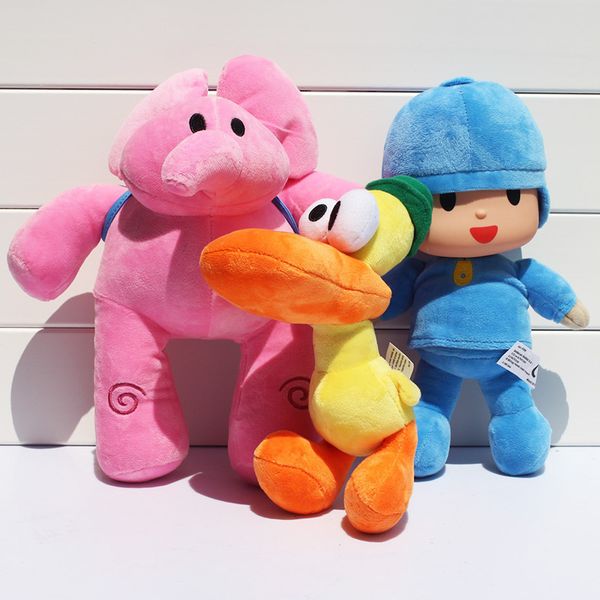 

3pcs/set pocoyo elly pato duck elephant stuffed animals plush toys soft dolls for kids 23-30cm lj200808