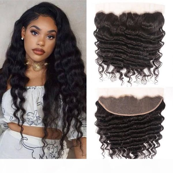 

hair loose deep wave virgin human hair lace frontal closure human hair for african american women, Black;brown