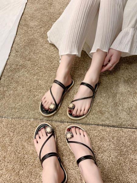 

slippers women wearable fashion 2021 summer flat bottom wild two wear sandals slippers1, Black