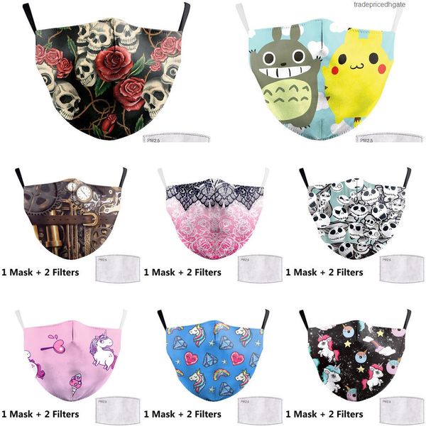 

unicorn fabric big anti face masks print mouth cover reusable protection dust k2el