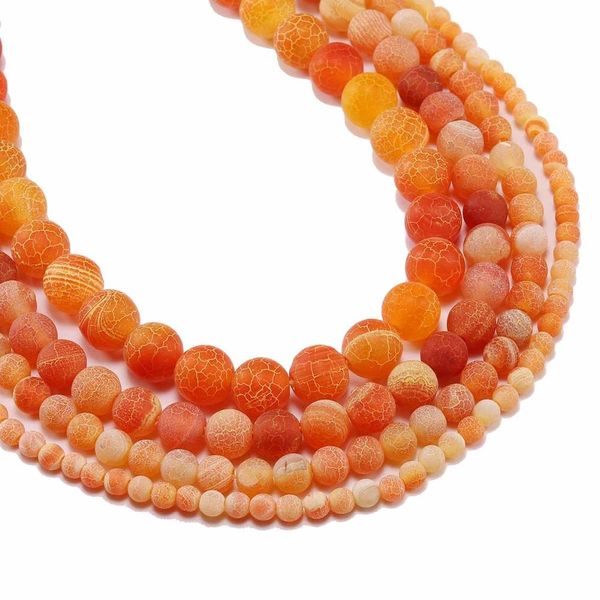 

1strand lot 4 6 8 10 12 mm orange natural stone frost crab agates round spacer bead for jewelry making diy necklaces h bbytca